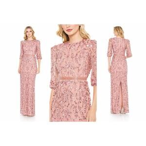 Mac Duggal 93790 Rosewood Embellished Column Gown 3/4 Sleeves Size 6 $598